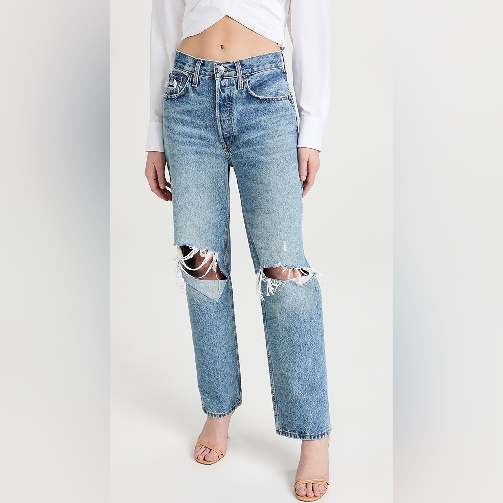 Re/Done 90’s Crop Low Slung Jeans Distressed